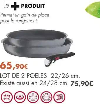 E.Leclerc Lot de 2 Poeles 22/26cm offre