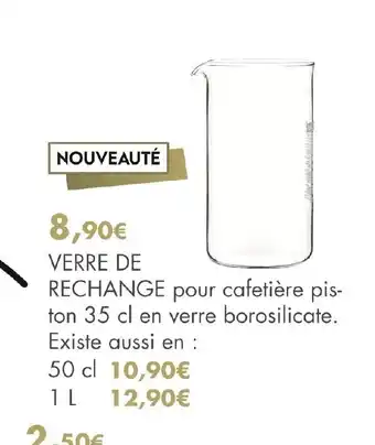 E.Leclerc Verre de Rechange Pour Cafetière Piston 35cl En Verre Borosilicate offre