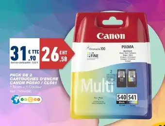 Bureau Vallée Canon pack de 2 cartouches d’encre pg540 / cl541 offre