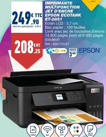 Bureau Vallée Epson imprimante multifonction jet d’encre ecotank et-2851 offre