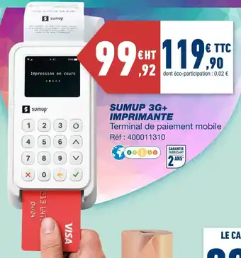 Bureau Vallée Sumup 3g+ imprimante offre