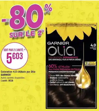 Géant Casino Garnier coloration 4.0 châtain pur olia offre