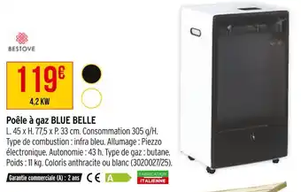 Bricorama Bestove poêle à gaz blue belle offre