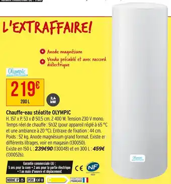 Bricorama Olympic chauffe-eau stéatite offre