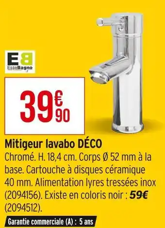 Bricorama Essebagno mitigeur lavabo déco offre
