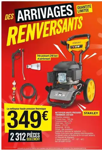 Brico Dépôt Nettoyeur haute pression thermique 240 bar stanley offre