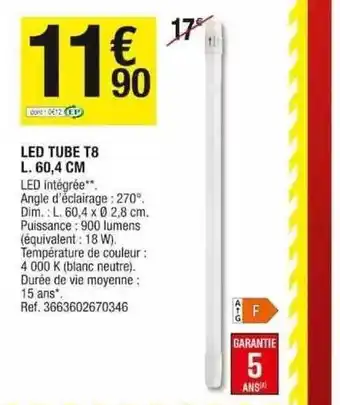 Led tube t8 l. 60,4 cm