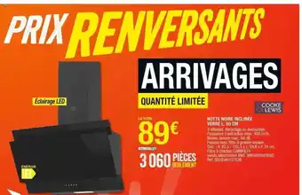 Brico Dépôt Hotte noire inclinée verre l. 60 cm cooke & lewis offre