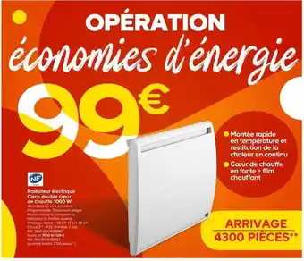 Castorama Radiateur électrique cisco double cœur de chauffe 1000w offre