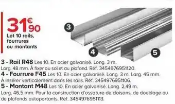 Castorama Lot 10 rails, fourrures ou montants offre