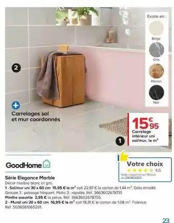 Castorama Série élégance marble goodhome offre