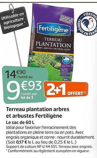 Jardiland Terreau plantation arbres et arbustes fertiligène offre