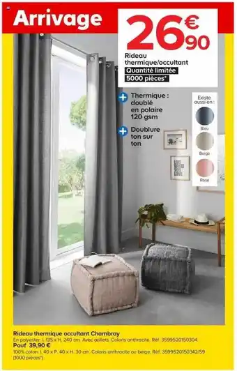 Castorama Rideau thermique-occultant chambray offre