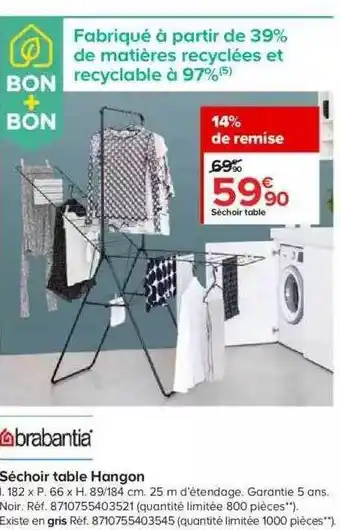 Castorama Séchoir table hangon brabantia offre