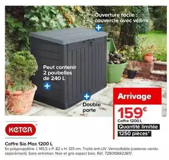 Castorama Coffre sio max 1200l keter offre