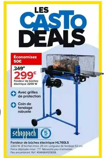 Castorama Fendeur de bûches électrique 2200w scheppach offre