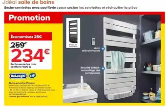 Sèche-serviettes avec soufflerie 1500w pharum dëlonghi