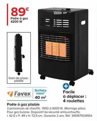Castorama Poêle à gz 4200w pliable favex offre