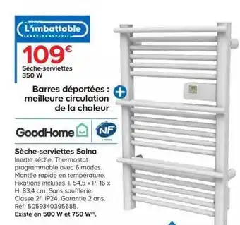 Castorama Sèche-serviettes 350w solna goodhome offre