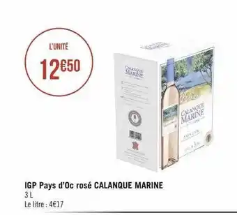 Casino Supermarchés Igp pays d'oc rosé calanque marine offre