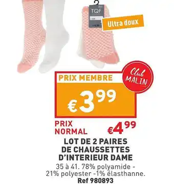 Trafic Lot de 2 paires de chaussettes d'intérieur dame offre