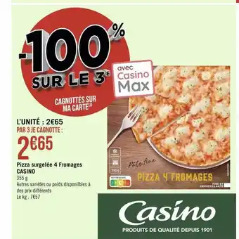 Casino Supermarchés Pizza surgelée 4 fromages casino offre