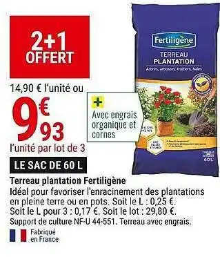 Gamm vert Terreau plantation fertiligène offre