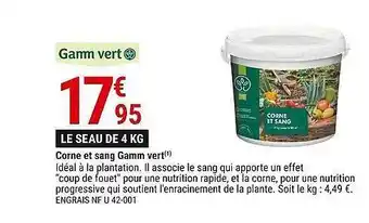 Gamm vert Corne et sang gamm vert offre