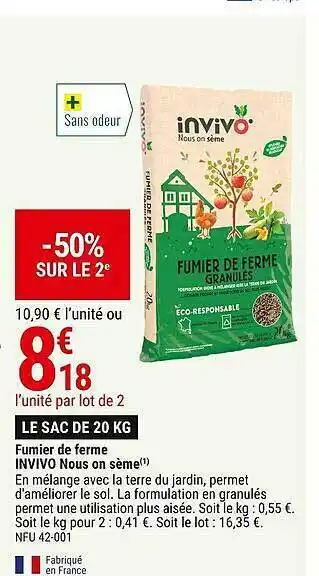 Gamm vert Fumier de ferme invivo nous on sème offre