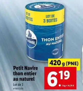 Lidl Petit navire thon entier au naturel offre