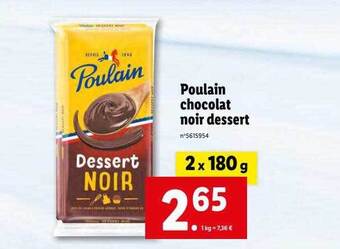 Lidl Poulain chocolat noir dessert offre