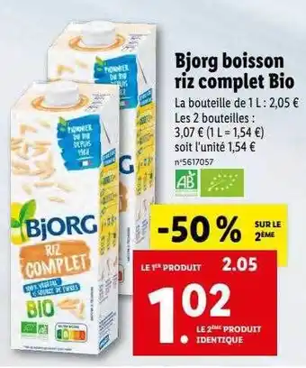 Lidl Bjorg boisson riz complet bio offre