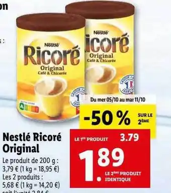 Lidl Nestlé ricoré original offre