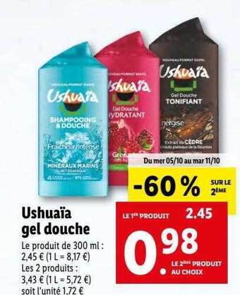 Lidl Ushuaïa gel douche offre