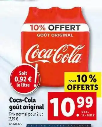 Lidl Coca-cola goût original offre