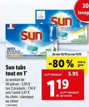 Lidl Sun tabs tout en 1 offre