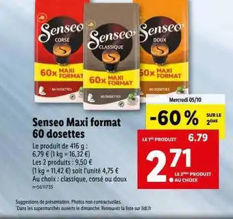 Lidl Senseo maxi format 60 dosettes offre
