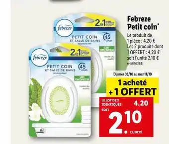Lidl Febreze petit coin offre