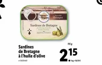 Lidl Sardines de bretagne à l'huile d'olive offre