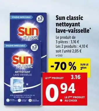 Lidl Sun classic nettoyant lave-vaisselle offre
