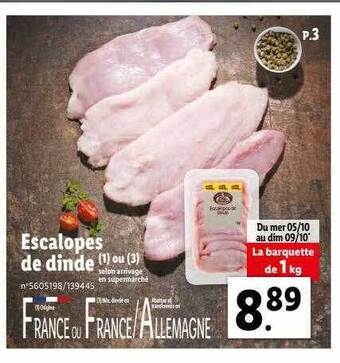 Lidl Escalopes de dinde offre