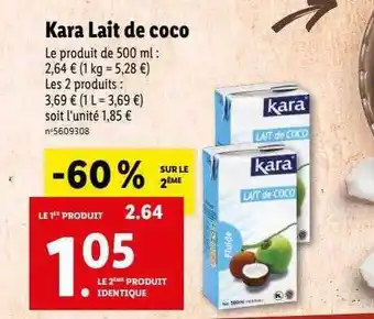 Lidl Kara lait de coco offre