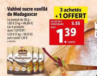 Lidl Vahiné sucre vanillé de madagascar offre
