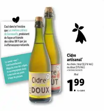 Lidl Cidre artisanal offre