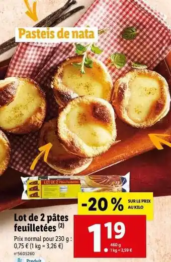 Lidl Lot de 2 pâtes feuilletées offre