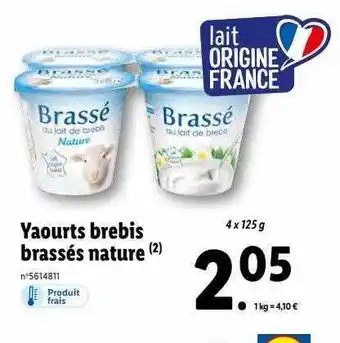 Lidl Yaourts brebis brassés nature offre