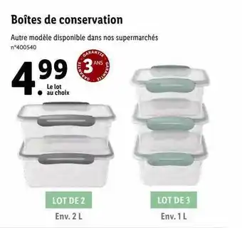 Lidl Boîtes de conservation offre