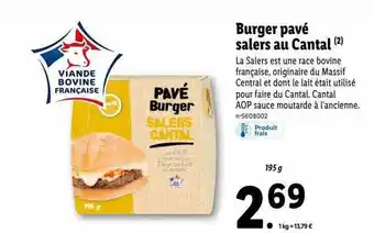 Lidl Burger pavé salers au cantal offre