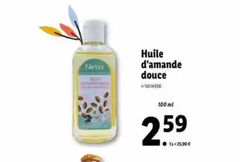 Lidl Huile d'amande douce offre