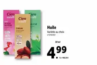 Lidl Huile cien nature offre